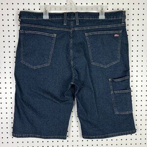 Dickies Wide Leg Denim Blue Jean Shorts Sz 38 Work Wear JNCO Skate Baggy Faded
